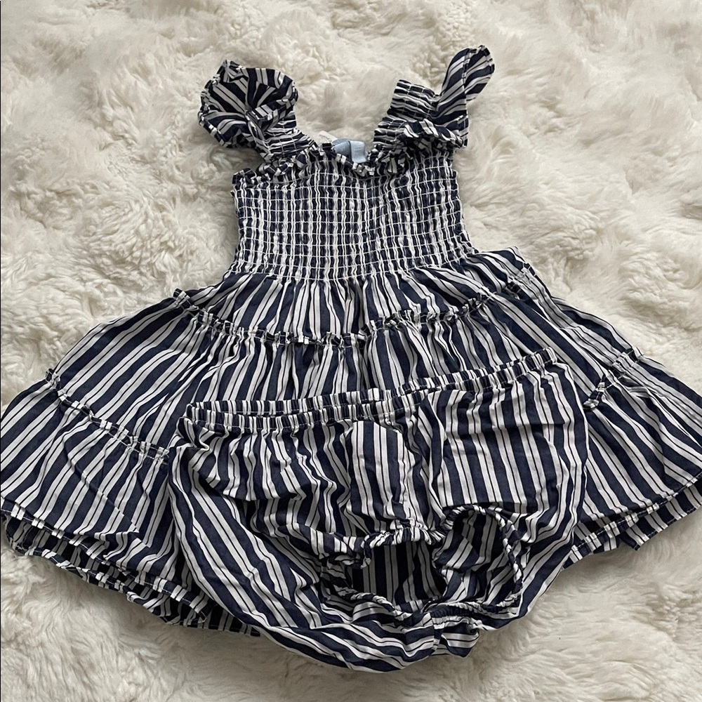 Hill House Navy and White Striped Kids Dress